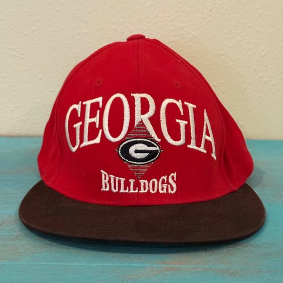Vintage 90's Georgia Bulldogs Snapback Hat Cap Red - Picture 1 of 8